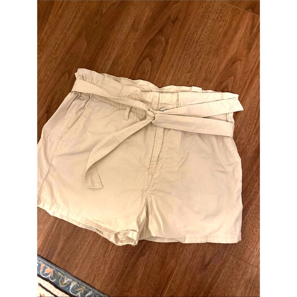 Kensie Cream High-Waist Paperbag Tie Shorts size 10